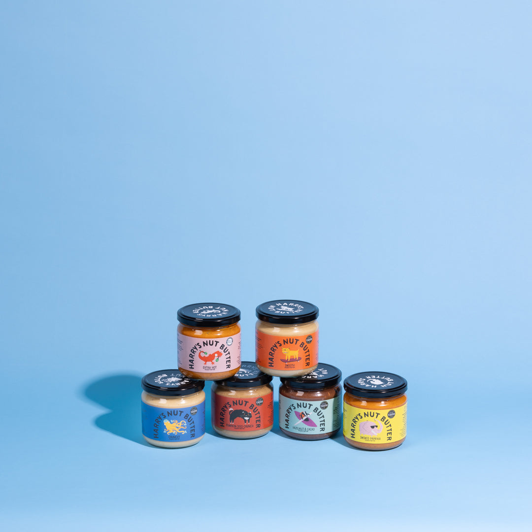 All 6 flavours of Harry's Nut Butter